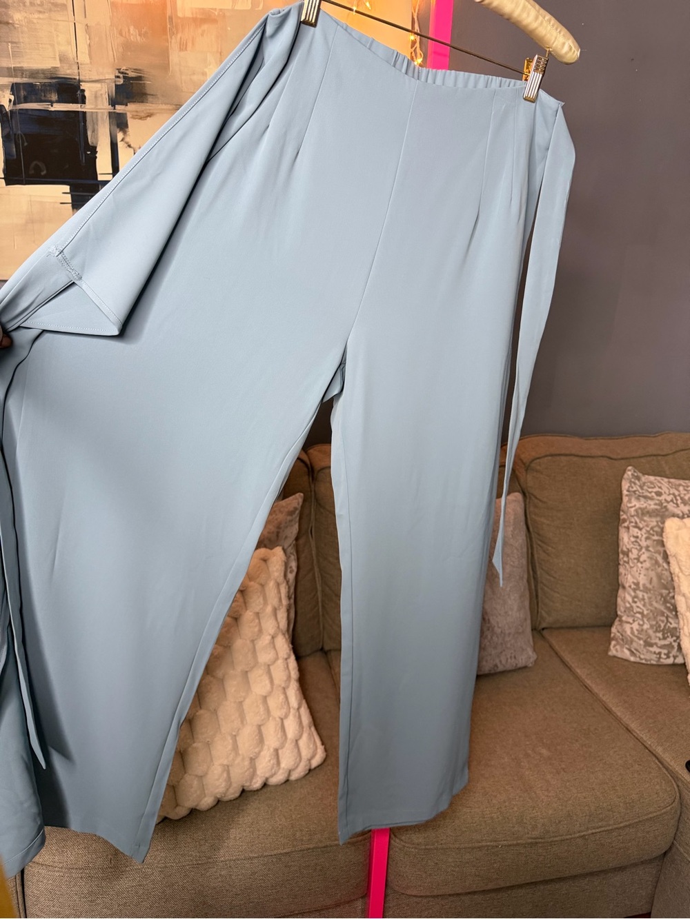 Halara Flex™ High Waisted Tie Side Wide Leg Work Pants in Forget-Me-Not size L 💚 - Picture 4 of 6